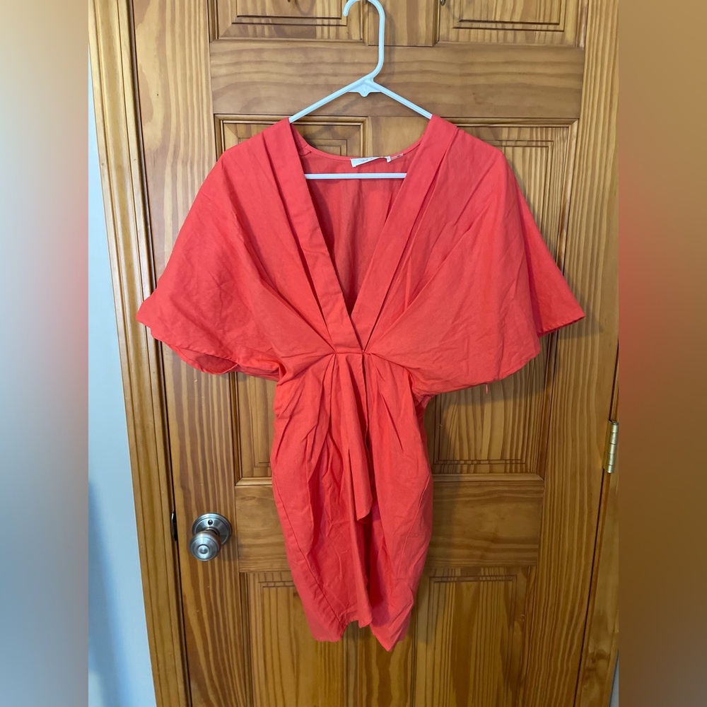 Vibrant linen Kimono Sleeve Dress